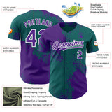 Custom Teal Purple-White Abstract Brush Stroke Authentic Baseball Jersey