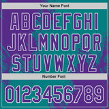 Custom Teal Purple-White Abstract Brush Stroke Authentic Baseball Jersey