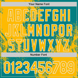 Custom Teal Gold-White Abstract Brush Stroke Authentic Baseball Jersey