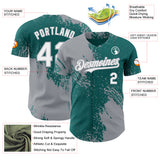 Custom Teal White-Gray Abstract Brush Stroke Authentic Baseball Jersey