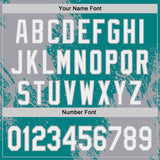 Custom Teal White-Gray Abstract Brush Stroke Authentic Baseball Jersey