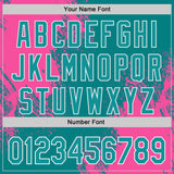 Custom Teal Pink-White Abstract Brush Stroke Authentic Baseball Jersey