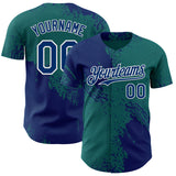Custom Teal US Navy Blue-White Abstract Brush Stroke Authentic Baseball Jersey