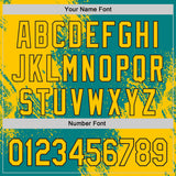 Custom Teal Yellow-Black Abstract Brush Stroke Authentic Baseball Jersey