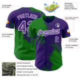 Custom Purple Grass Green-White Abstract Brush Stroke Authentic Baseball Jersey