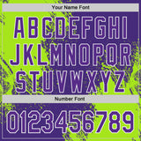 Custom Purple Neon Green-White Abstract Brush Stroke Authentic Baseball Jersey