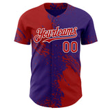 Custom Purple Red-White Abstract Brush Stroke Authentic Baseball Jersey