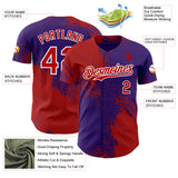 Custom Purple Red-White Abstract Brush Stroke Authentic Baseball Jersey
