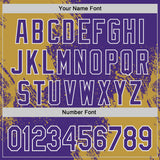 Custom Purple Old Gold-White Abstract Brush Stroke Authentic Baseball Jersey