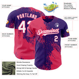 Custom Purple White-Neon Pink Abstract Brush Stroke Authentic Baseball Jersey