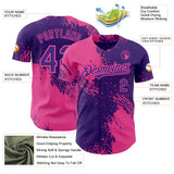 Custom Purple-Pink Abstract Brush Stroke Authentic Baseball Jersey