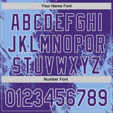 Custom Purple Light Blue-White Abstract Brush Stroke Authentic Baseball Jersey