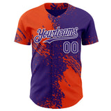 Custom Purple Orange-White Abstract Brush Stroke Authentic Baseball Jersey