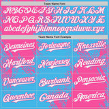 Custom Sky Blue White-Pink Abstract Brush Stroke Authentic Baseball Jersey