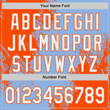 Custom Light Blue White-Orange Abstract Brush Stroke Authentic Baseball Jersey