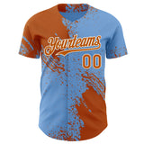 Custom Light Blue Texas Orange-Cream Abstract Brush Stroke Authentic Baseball Jersey