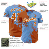Custom Light Blue Texas Orange-Cream Abstract Brush Stroke Authentic Baseball Jersey