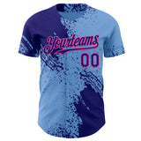 Custom Light Blue Dark Purple-Pink Abstract Brush Stroke Authentic Baseball Jersey