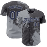 Custom Steel Gray Navy-Gray Abstract Brush Stroke Authentic Baseball Jersey