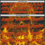Custom Black Red-Old Gold Flames Skull Authentic Baseball Jersey