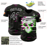 Custom Black-White Skull Authentic Baseball Jersey