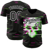 Custom Black-White Skull Authentic Baseball Jersey