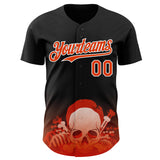Custom Black Orange-White Skull Authentic Baseball Jersey