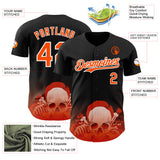 Custom Black Orange-White Skull Authentic Baseball Jersey