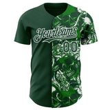Custom Green-White Skull And Rose Authentic Baseball Jersey