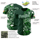 Custom Green-White Skull And Rose Authentic Baseball Jersey