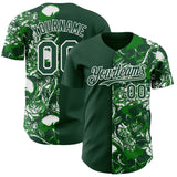 Custom Green-White Skull And Rose Authentic Baseball Jersey