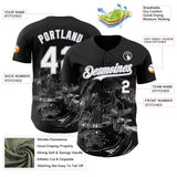 Custom Black White-Gray Skull Authentic Baseball Jersey