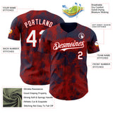 Custom Navy White-Red Flames Skull Authentic Baseball Jersey