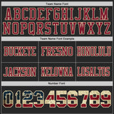 Custom Black Vintage USA Flag Crimson-Cream Authentic Distressed Scratch Brush Stroke Football Jersey