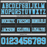 Custom Black Sky Blue-White Authentic Distressed Scratch Brush Stroke Football Jersey