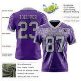Custom Purple Gray-Black Authentic Distressed Scratch Brush Stroke Football Jersey