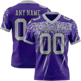 Custom Purple Gray-Black Authentic Distressed Scratch Brush Stroke Football Jersey