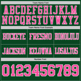 Custom Green Pink-White Authentic Distressed Scratch Brush Stroke Football Jersey