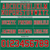 Custom Kelly Green Red-White Authentic Distressed Scratch Brush Stroke Football Jersey