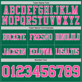 Custom Kelly Green Pink-White Authentic Distressed Scratch Brush Stroke Football Jersey