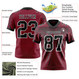 Custom Crimson Black-White Authentic Distressed Scratch Brush Stroke Football Jersey