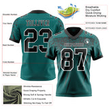 Custom Teal Black-White Authentic Distressed Scratch Brush Stroke Football Jersey