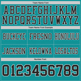 Custom Teal Black-White Authentic Distressed Scratch Brush Stroke Football Jersey