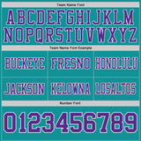 Custom Teal Purple-White Authentic Distressed Scratch Brush Stroke Football Jersey