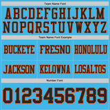 Custom Sky Blue Black-Orange Authentic Distressed Scratch Brush Stroke Football Jersey