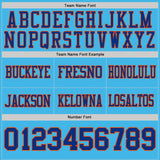 Custom Sky Blue Royal-Orange Authentic Distressed Scratch Brush Stroke Football Jersey