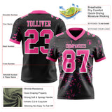 Custom Black Pink Royal-White Authentic Abstract Shattered Paint Splatter Football Jersey