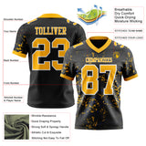 Custom Black Gold Royal-White Authentic Abstract Shattered Paint Splatter Football Jersey