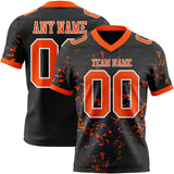 Custom Black Orange Royal-White Authentic Abstract Shattered Paint Splatter Football Jersey