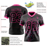Custom Black Pink-Light Blue Authentic Abstract Shattered Paint Splatter Football Jersey